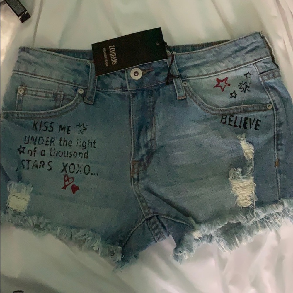 Jean shorts with cute writing